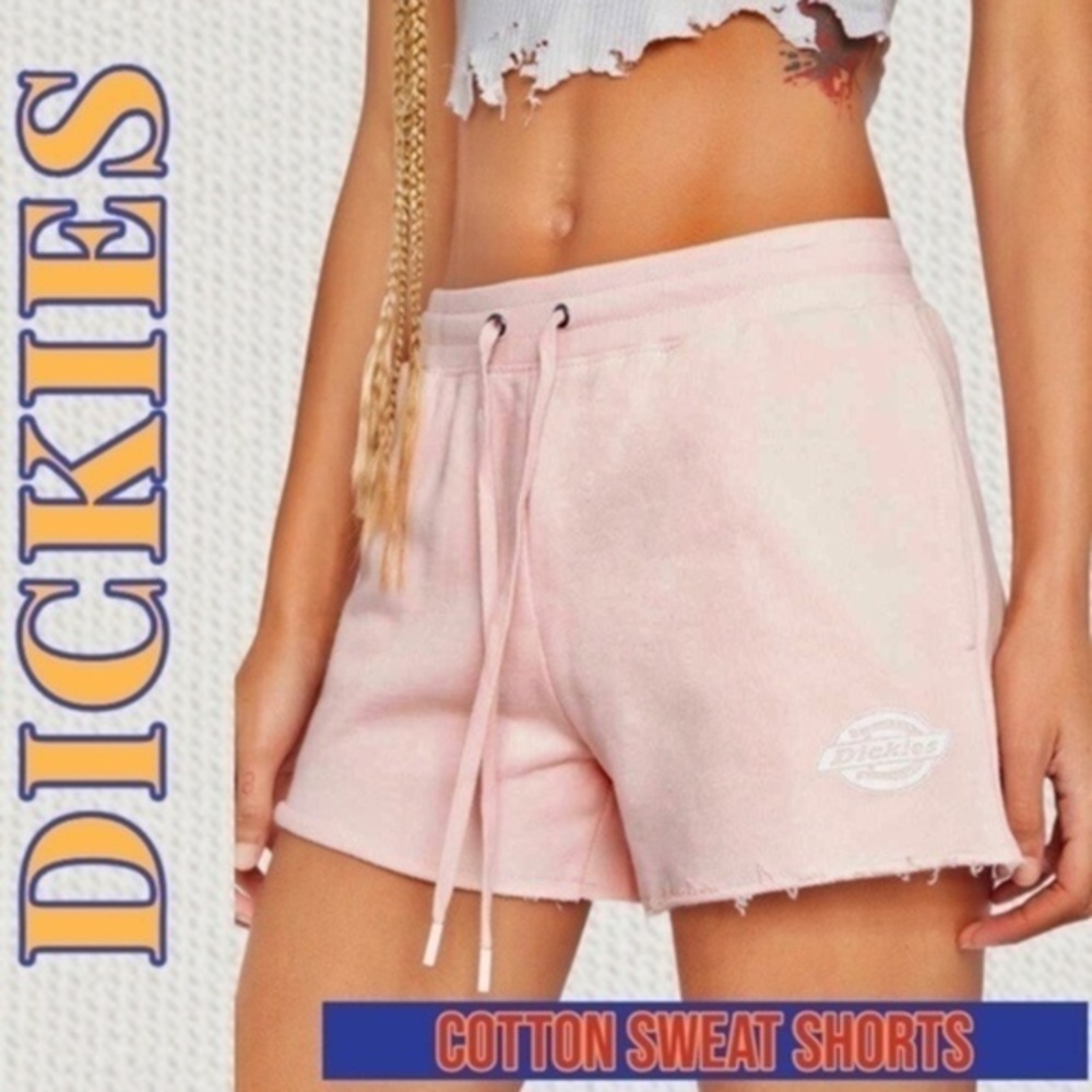 DICKIES Juniors Cotton Raw Hem Drawstring Waist Sweat Shorts